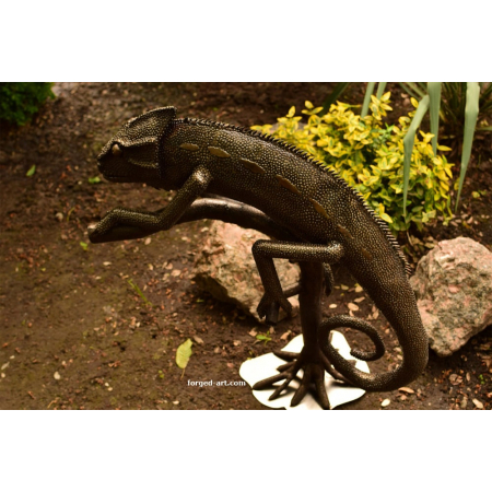 handmade forged steel chameleon